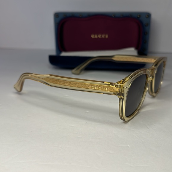 💯 - New Authentic GUCCI GG0182S 006 Transparent Brown/Grey sunglasses - Picture 12 of 15